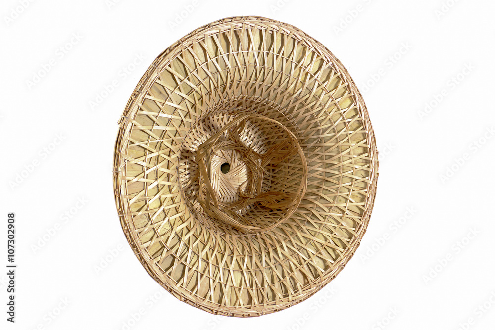 The beneath of weaving hat made from bamboo leaves with Thailand The beneath of weaving hat made from bamboo leaves with Thailand
