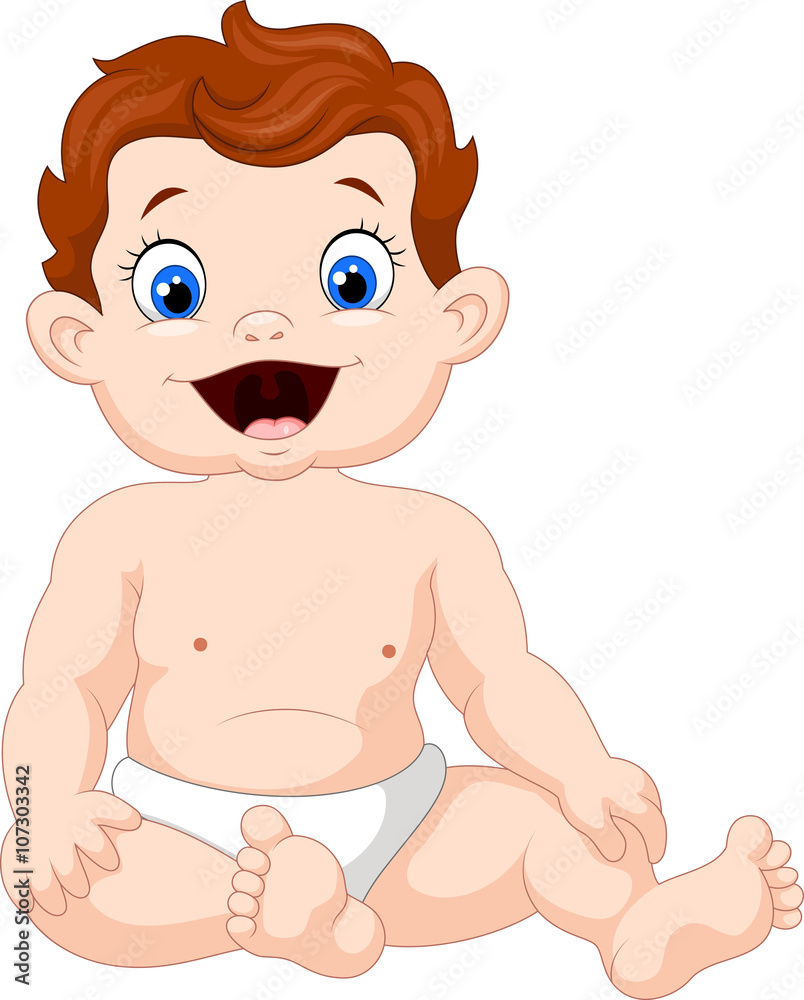 Happy baby boy isolated on white background 