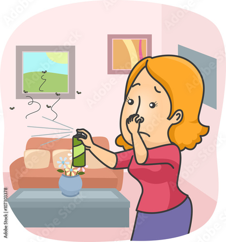 Girl Spray Insecticide Home