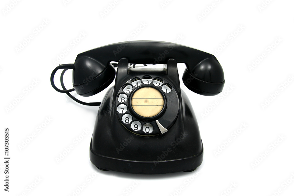 old telephone with rotary dial isolated on white background old telephone with rotary dial isolated on white background