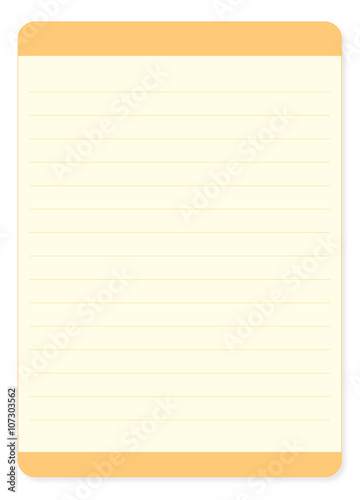Light Orange Vertical Notepad Paper with Lines Header and Footer Isolated on White Background Illustration