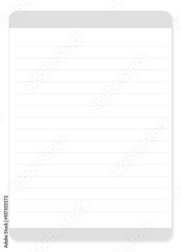 Light Gray and White Vertical Notepad Paper with Lines Header and Footer Isolated on White Background Illustration