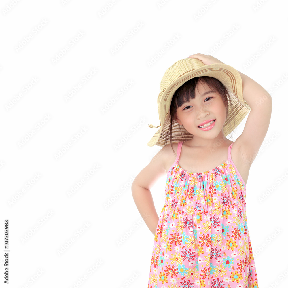 Beautiful happy little asian girl with straw Beautiful happy little asian girl with straw