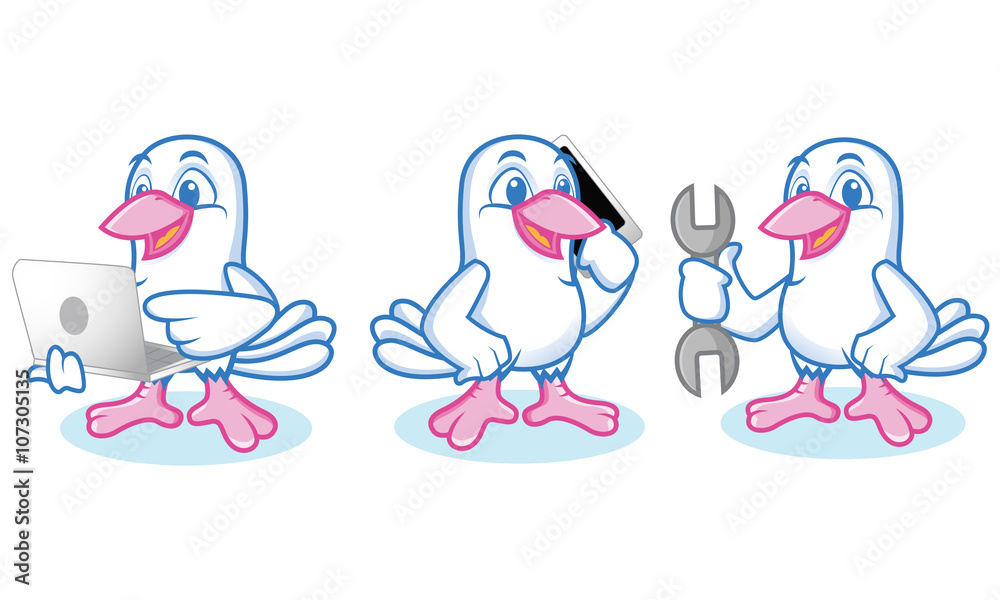 Dove Mascot Vector with laptop Dove Mascot Vector with laptop