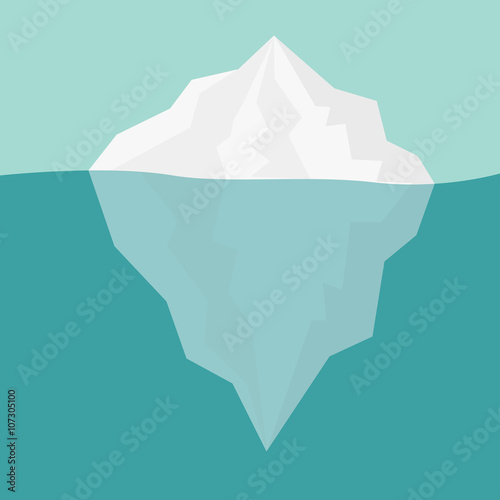 Iceberg Blue sea ocean water Winter background Flat design