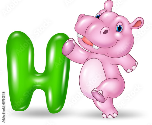 Illustration of H letter for Hippo  