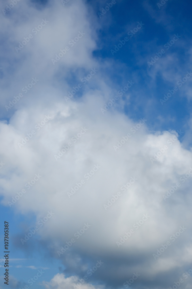 fluffy cloud above blue sky background