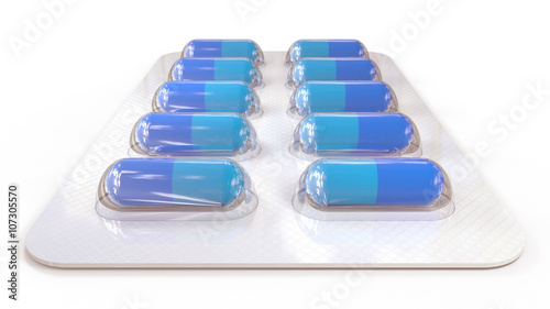 3d pharmacy pills in a packaging photo