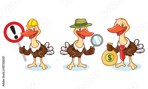 Ostrich Mascot Vector with sign