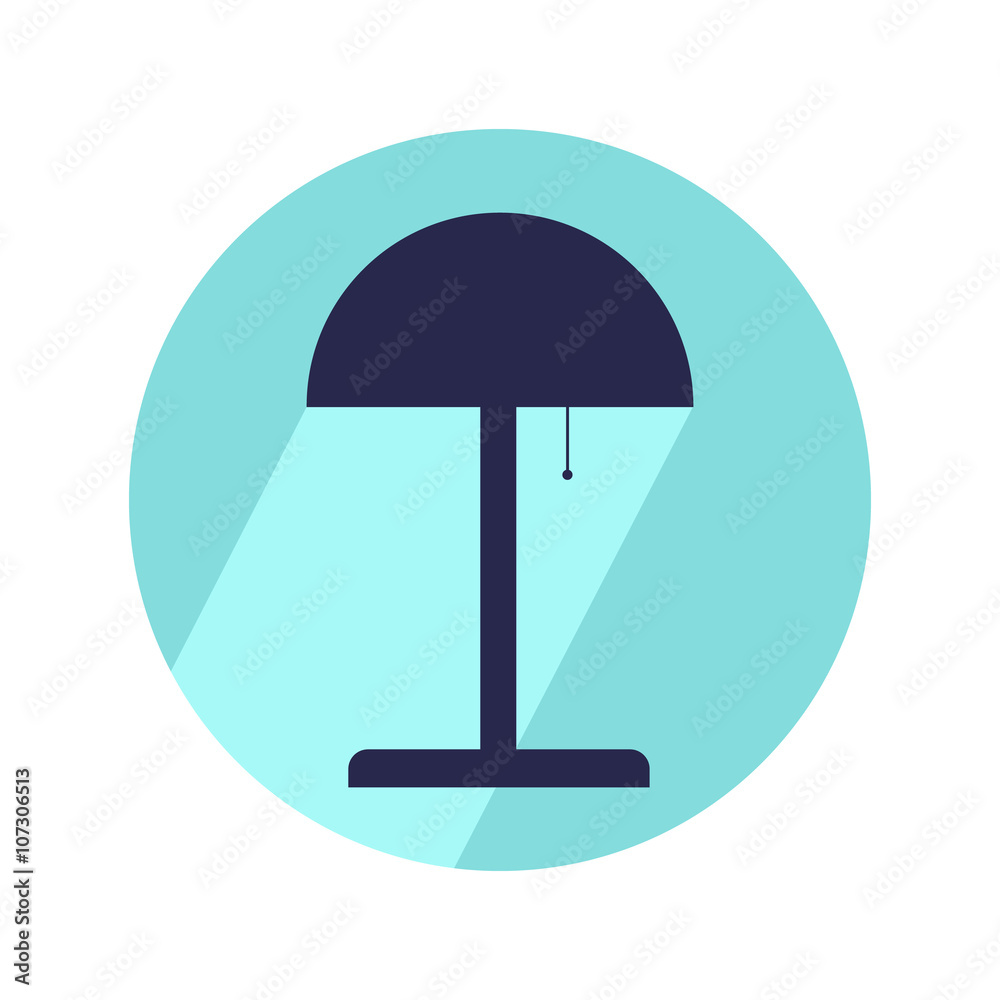 Lamp with shadow in flat design