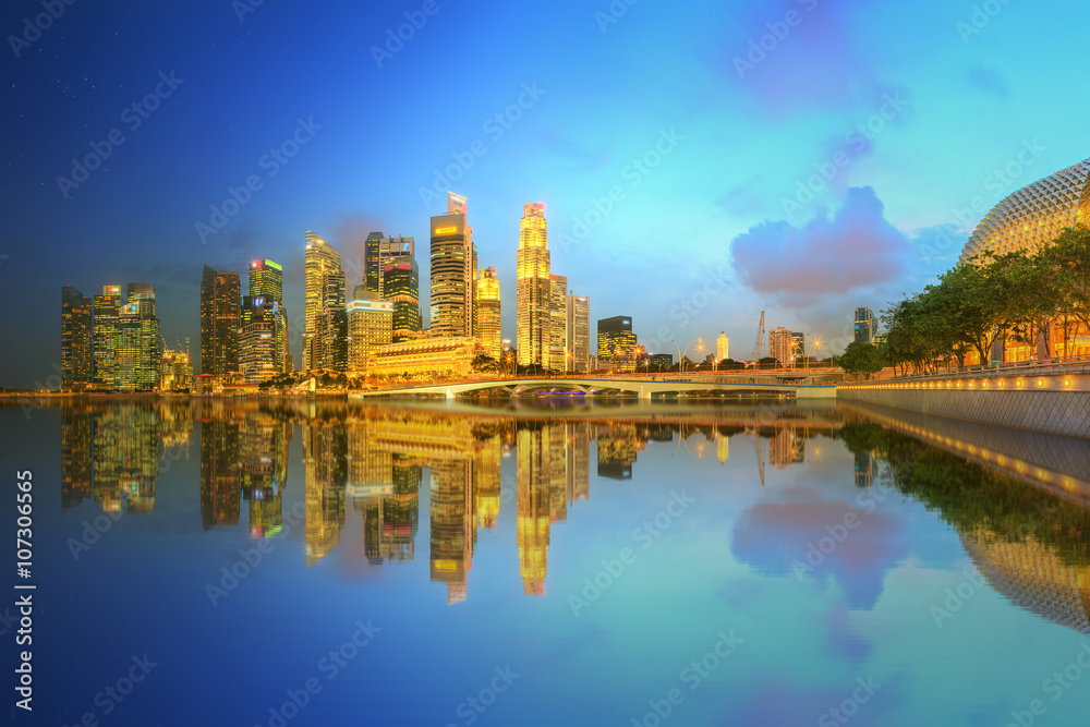 Singapore Skyline and view of Marina Bay