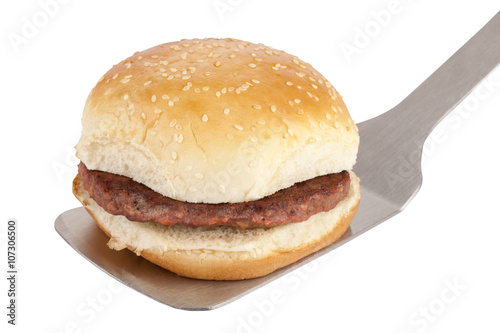 hamburger sandwich on the spatula
