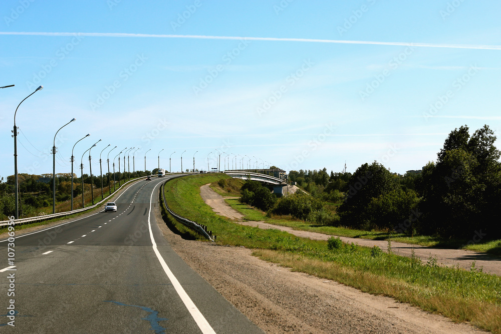 Fototapeta premium road route marking trees