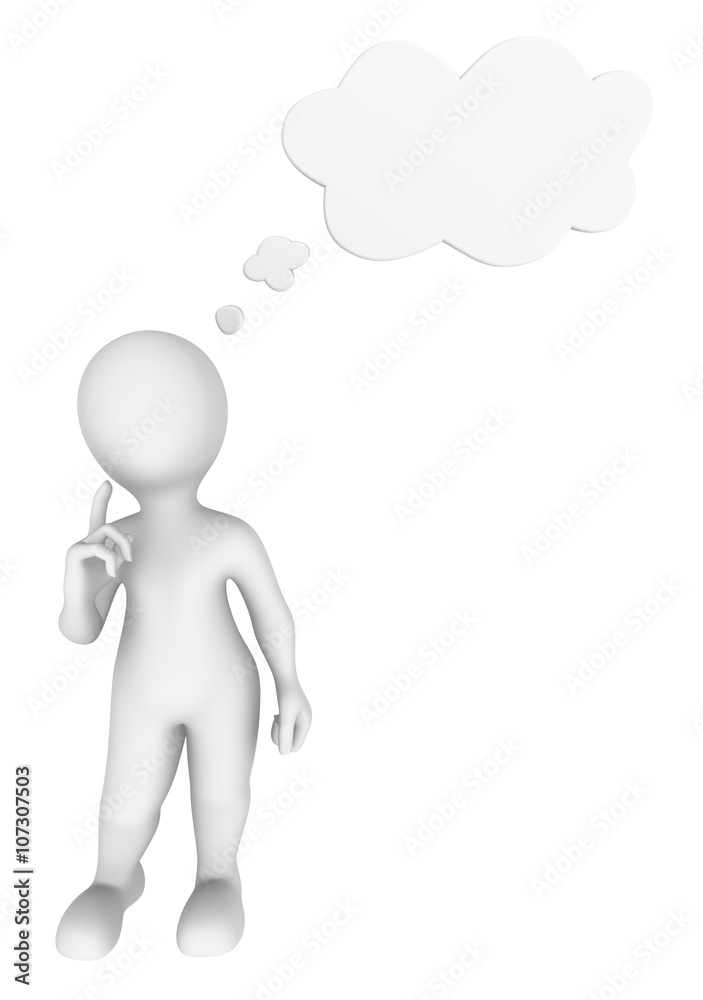 3d man thinking with thought cloud. 3d man thinking with thought cloud.