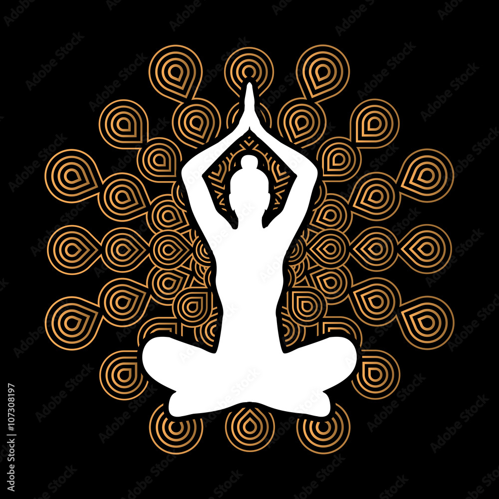Yoga Sitting pose designed on fireworks background graphic vector. Yoga Sitting pose designed on fireworks background graphic vector.