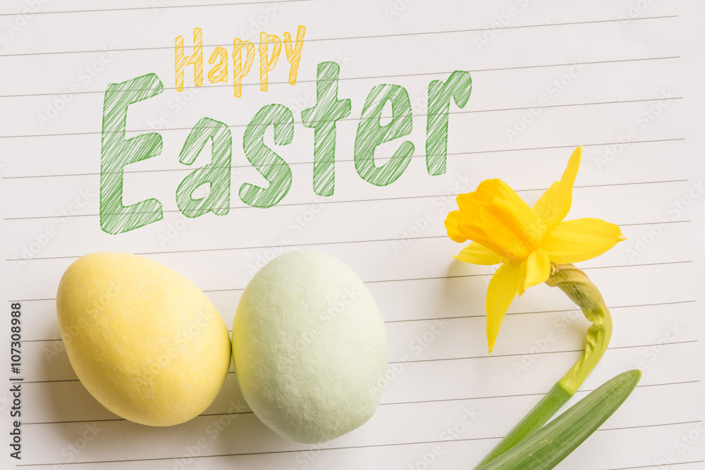 Happy easter greeting in bright colors