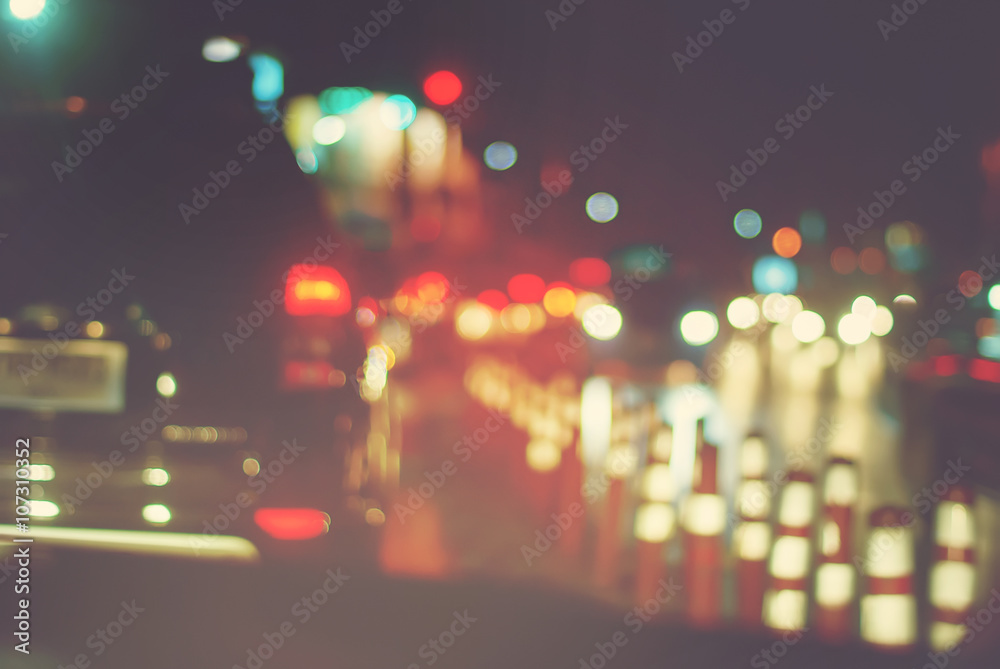 Headlight Cars Defocused Night City Stopped Abstract