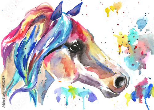 Obraz na płótnie Głowa konia. Kolor akwareli ilustracja. Ręcznie rysowane