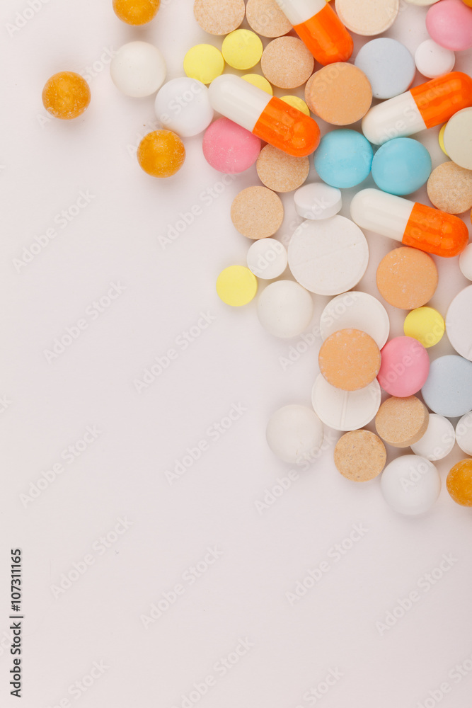 Colorful tablets with capsules Colorful tablets with capsules