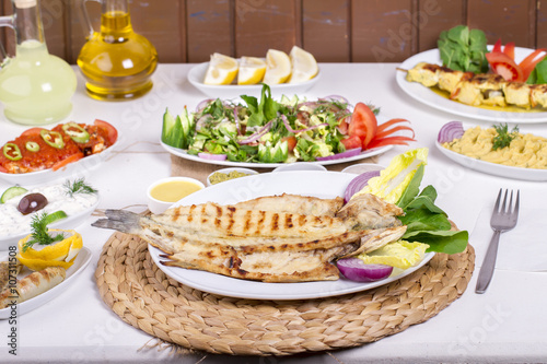 Turkish and Greek Traditional Dinning Table with Special Alcohol Drink Raki  Ouzo