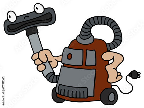Funny vacuum cleaner / Hand drawing, vector illustration