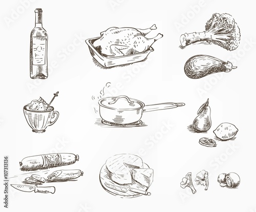foodstuffs. set of sketches