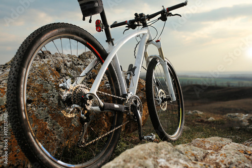 Fototapeta Naklejka Na Ścianę i Meble -  Bicycle stands on a rock