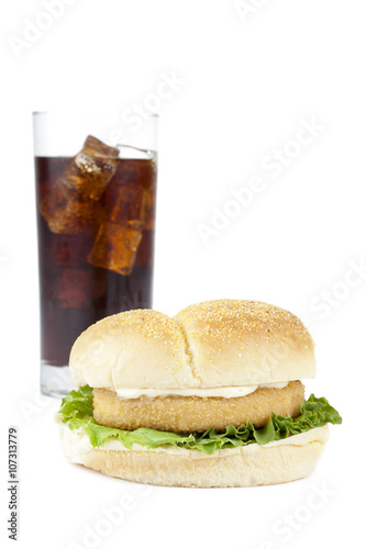 burger sandwich and soda