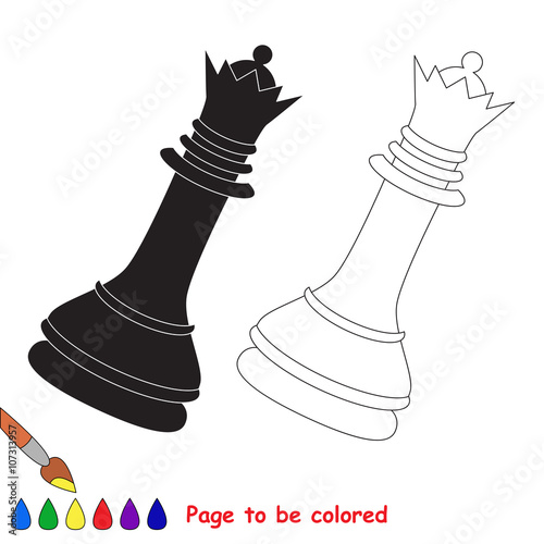Chess queen cartoon. Page to be colored. 