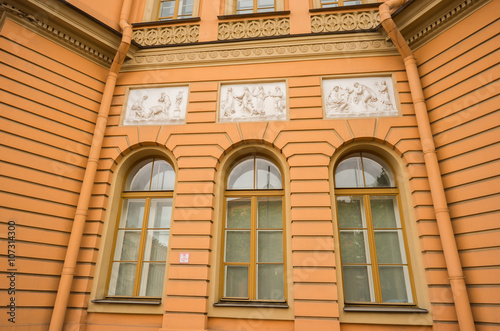 Detail of a wall of the Mikhailovsky Castle on the courtyard side in St. Petersburg, Russia 