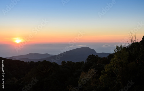 Beautiful view of sunrise with mountain ranges