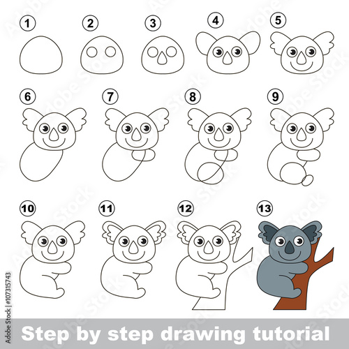 Cute koala. Drawing tutorial.
