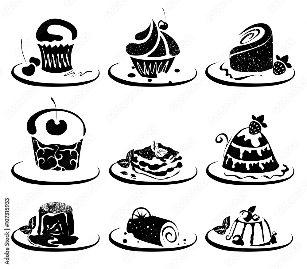 Collection of sweet dessert isolated on white Collection of sweet dessert isolated on white