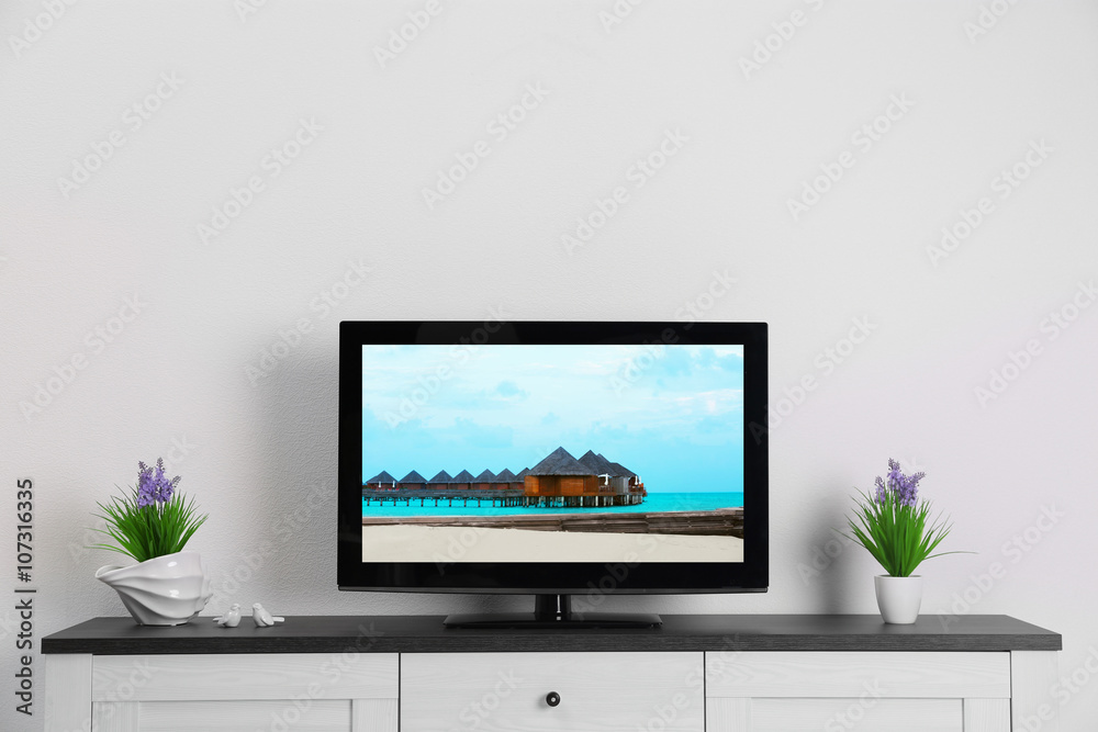 Fototapeta premium TV set in the interior of light room