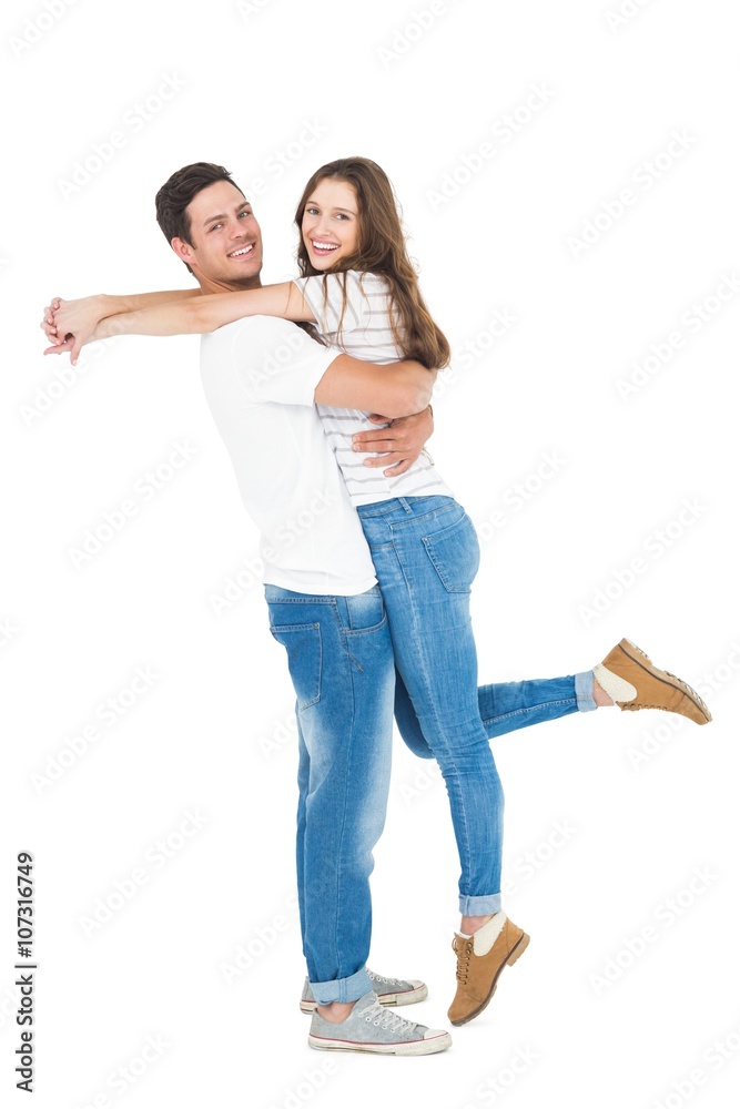 Smiling cute couple hugging Smiling cute couple hugging