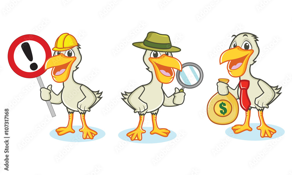 Fototapeta premium Pelican Mascot Vector with money