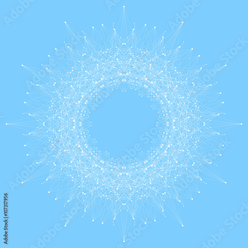 Geometric abstract form with connected lines and dots. Vector illustration