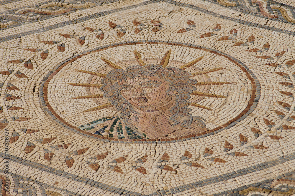 Mosaicos romanos en las ruinas de la ciudad de Italica, en Sevilla.