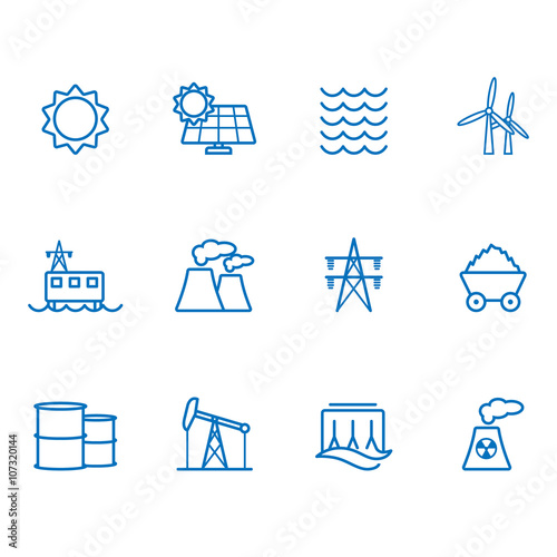 Power generator line icons