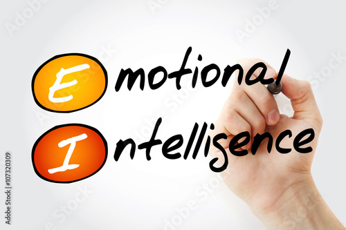 фотографія Hand writing EI - Emotional Intelligence with marker, acronym business concept