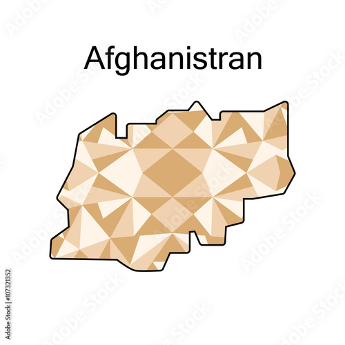 map of Afghanistan,low polygon