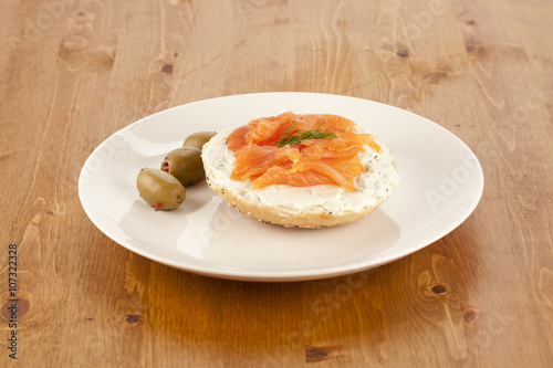 bread with butter spread and salmon