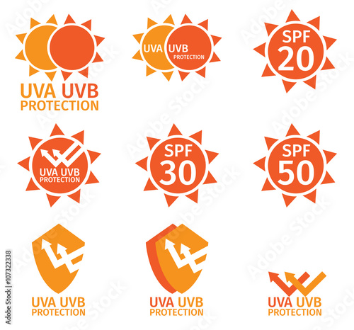UV LOGO , uva uvb and spf with orange color