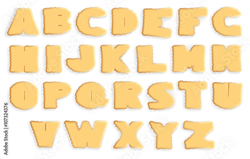 Vector set of appetizing letters of cracker biscuits