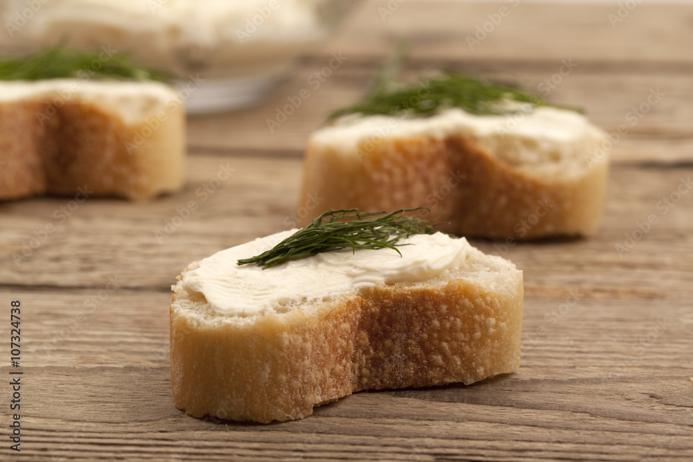 bread slices of butter spread and herb