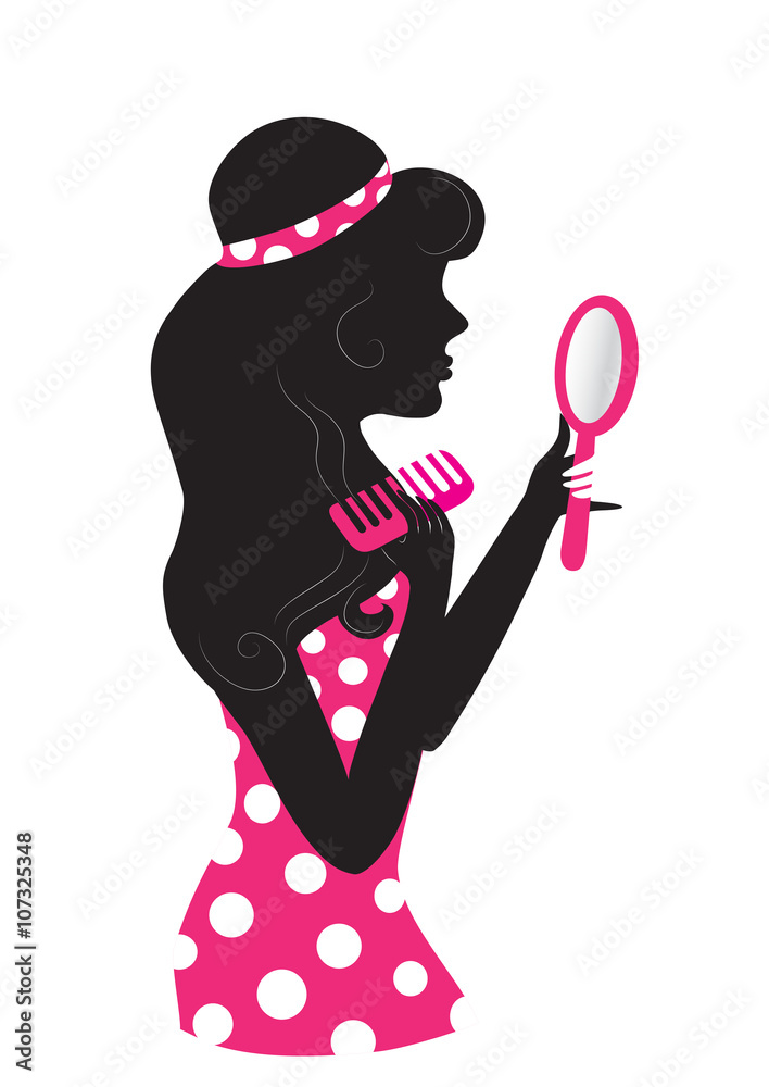 vector commercial background with girl silhouette vector commercial background with girl silhouette