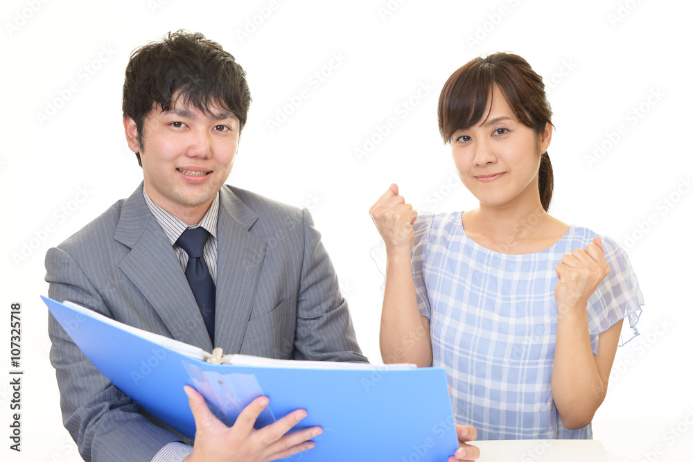 笑顔のビジネスマンと女性 笑顔のビジネスマンと女性