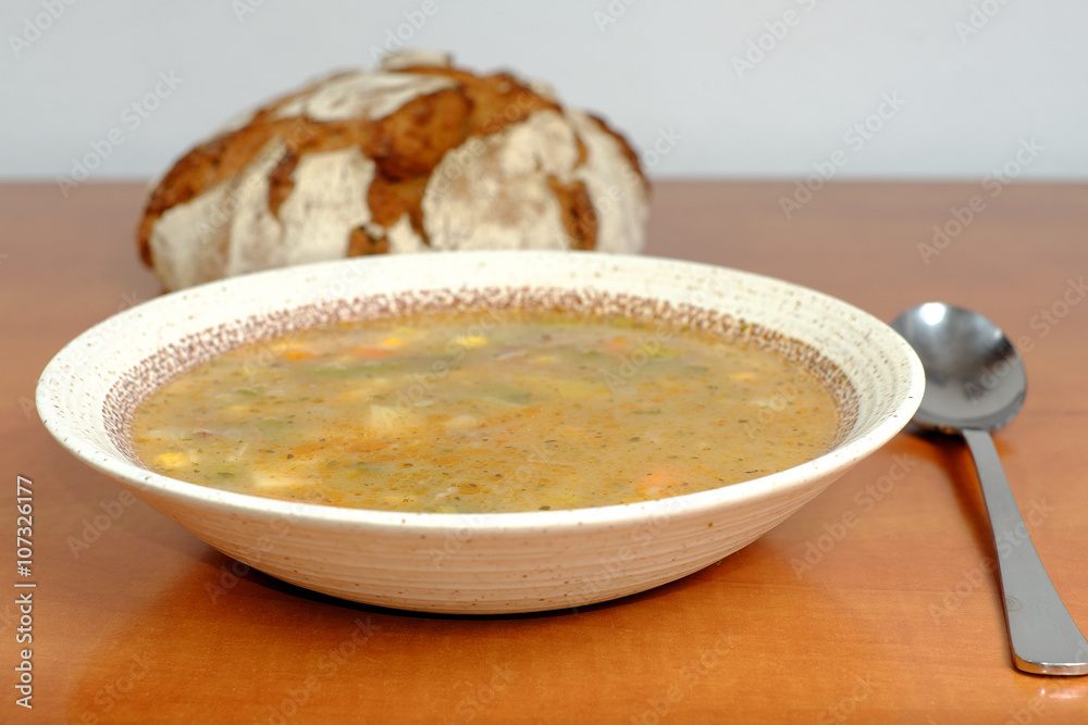 Homemade goulash soup with beans corn Homemade goulash soup with beans corn