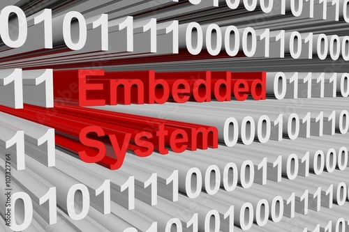Φωτογραφία embedded system in the form of binary code, 3D illustration