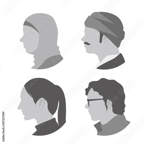 various races people profile icon, avatar, vector illustration